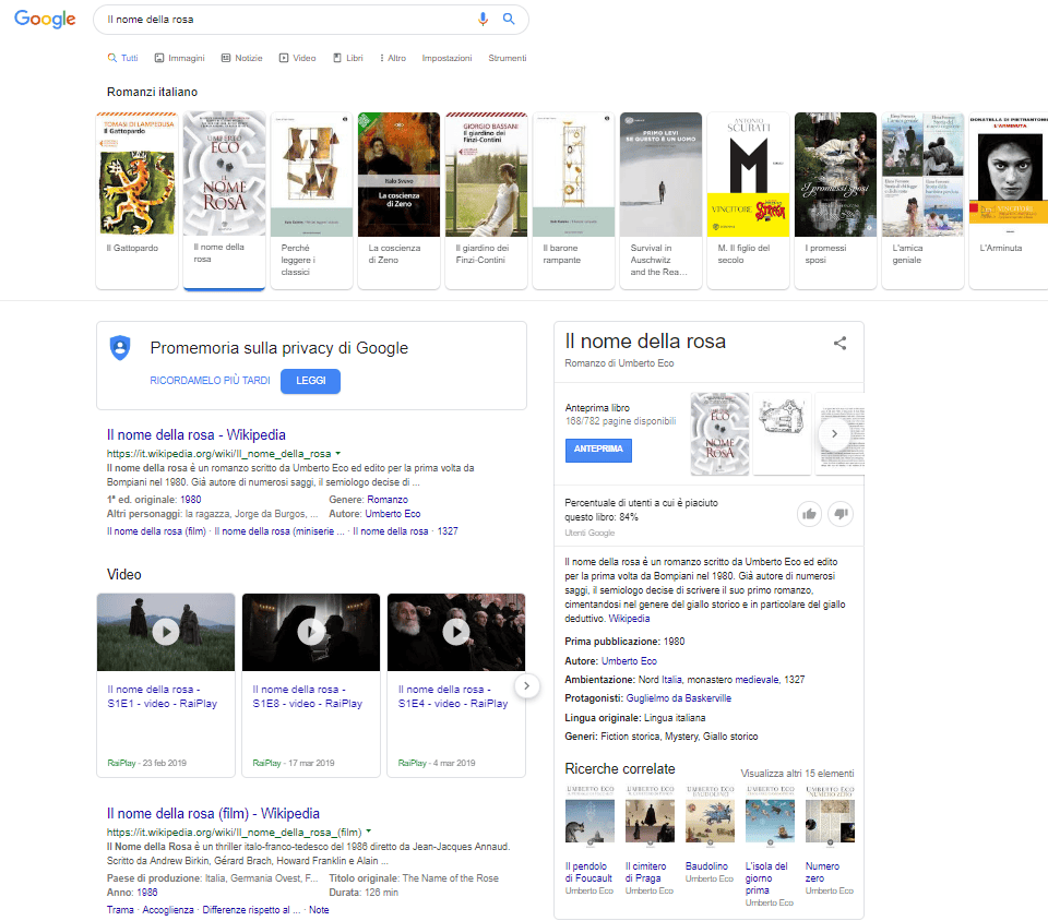 Risultati ampia ricerca su Google Libri