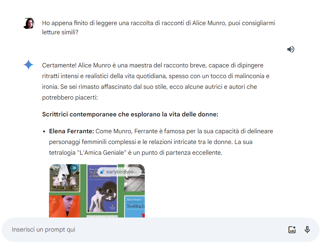 Risultati di ricerca su Gemini di Google per le parole chiave "racconti al femminile"