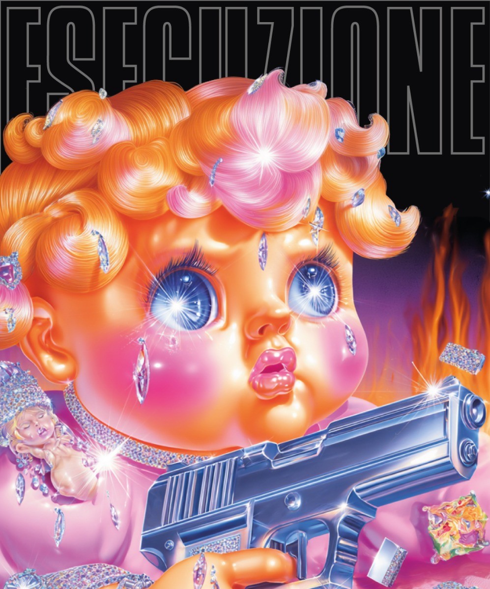 La copertina del libro Esecuzione che mostra un bambino anegelico puntare un'arma